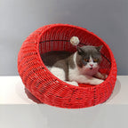 Cozy Cat Bed made of Woven Natural Material | High & Bury