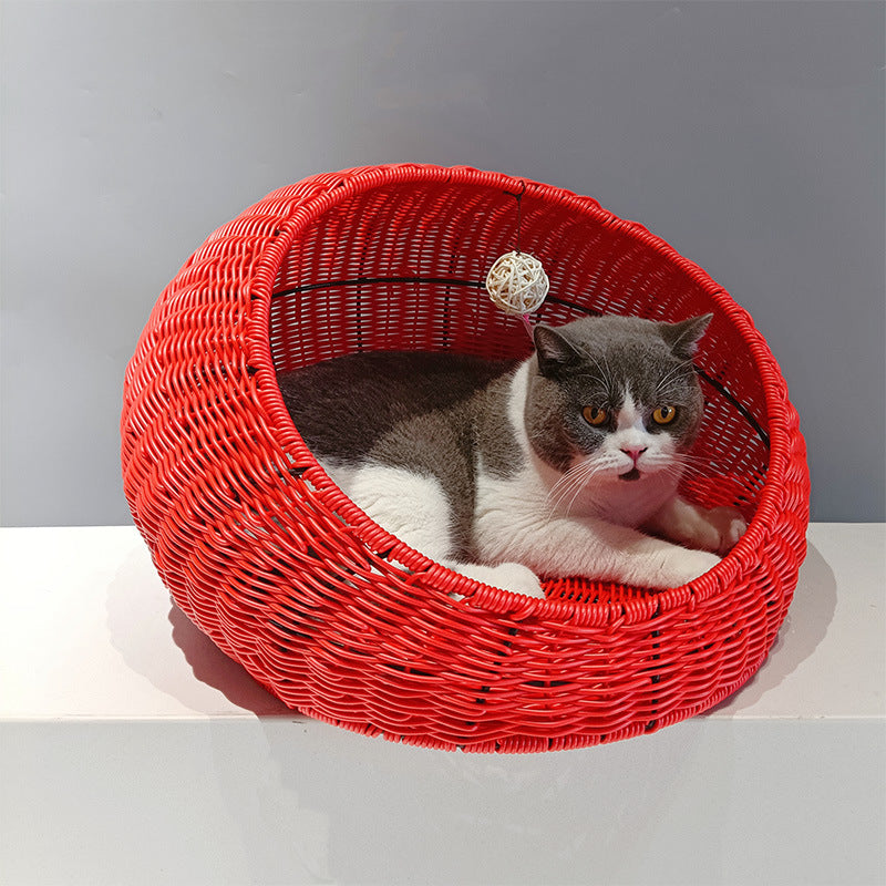 Cozy Cat Bed made of Woven Natural Material | High & Bury