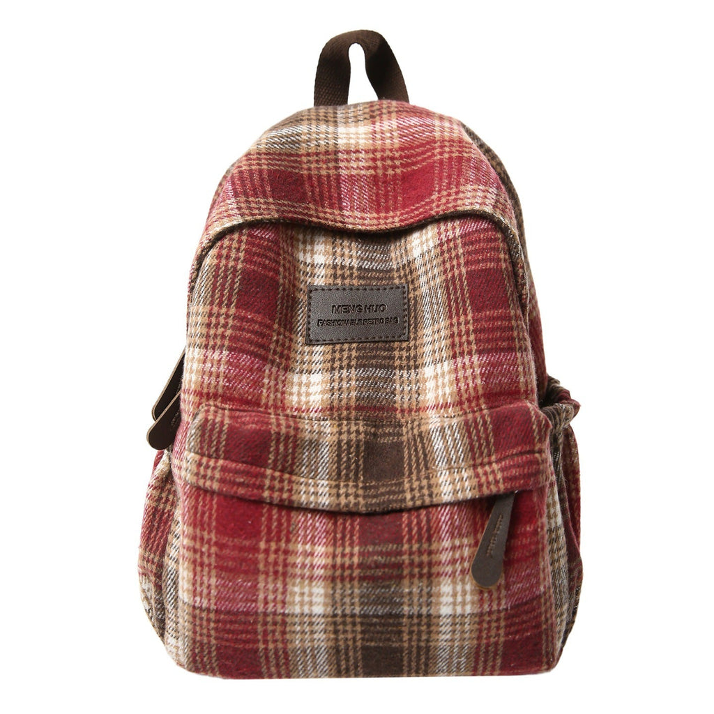 Cozy Plaid Pattern School Backpack with Padded Shoulder Straps, view 2