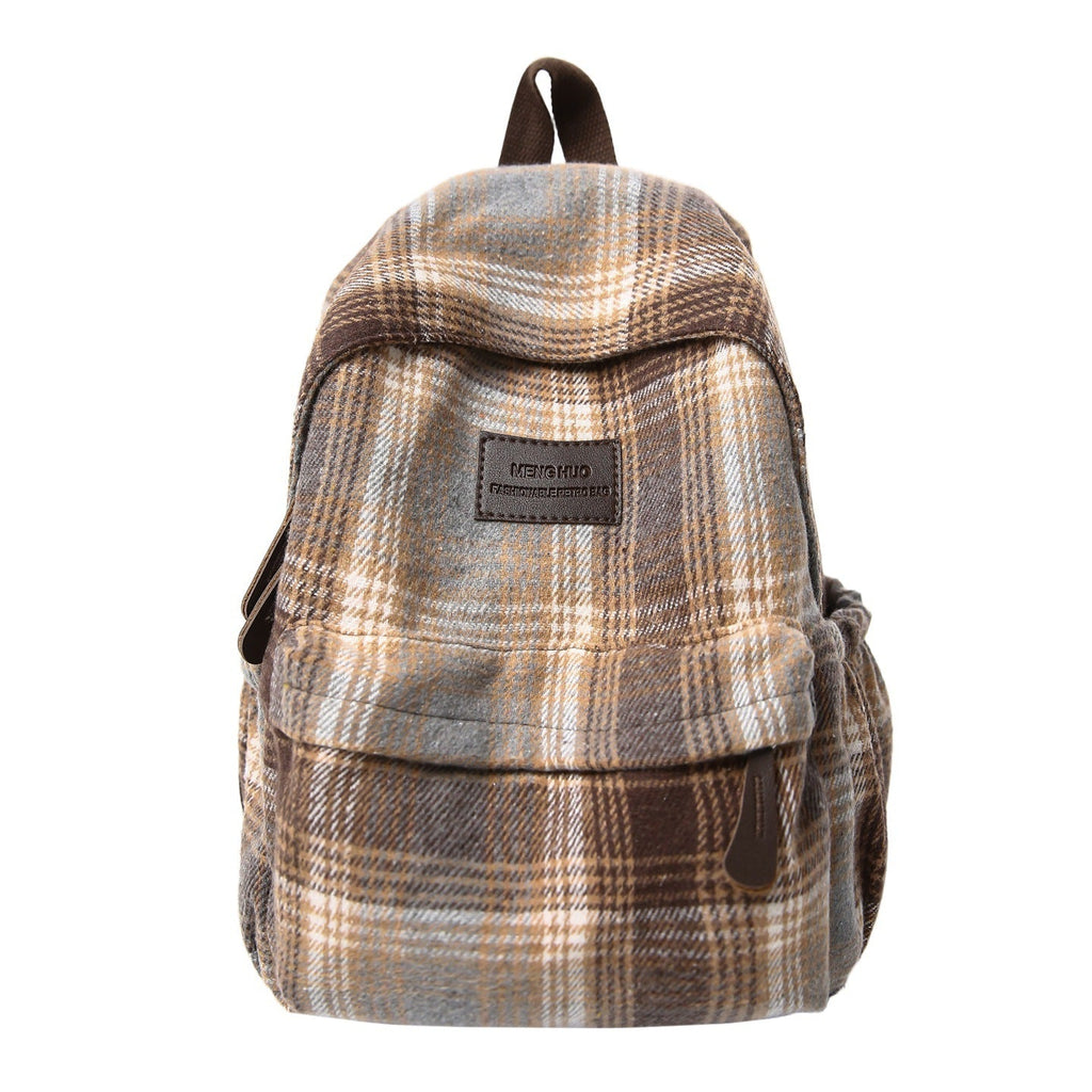 Cozy Plaid Pattern School Backpack with Padded Shoulder Straps, view 3
