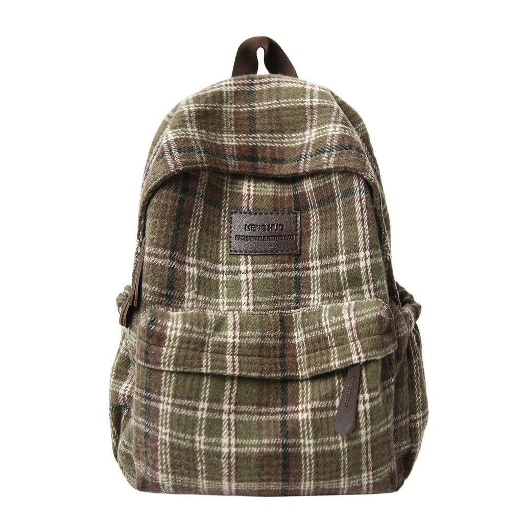 Cozy Plaid Pattern School Backpack with Padded Shoulder Straps, view 4