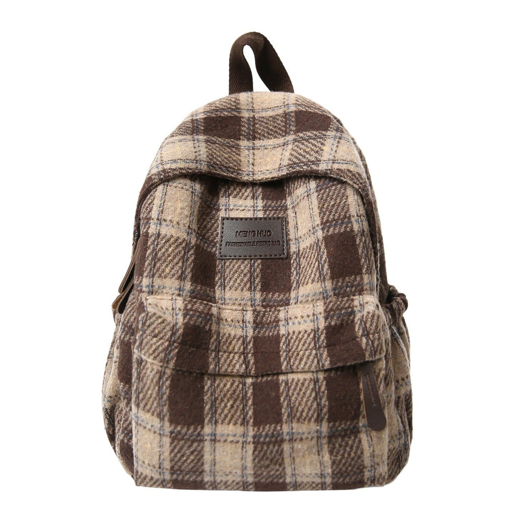 Cozy Plaid Pattern School Backpack with Padded Shoulder Straps, view 5
