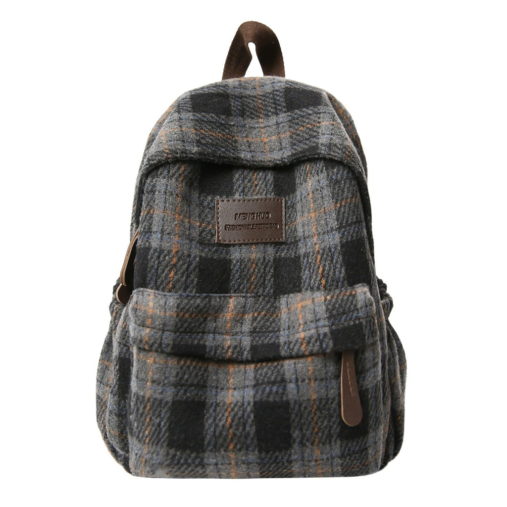Cozy Plaid Pattern School Backpack with Padded Shoulder Straps