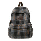 Cozy Plaid Pattern School Backpack with Padded Shoulder Straps