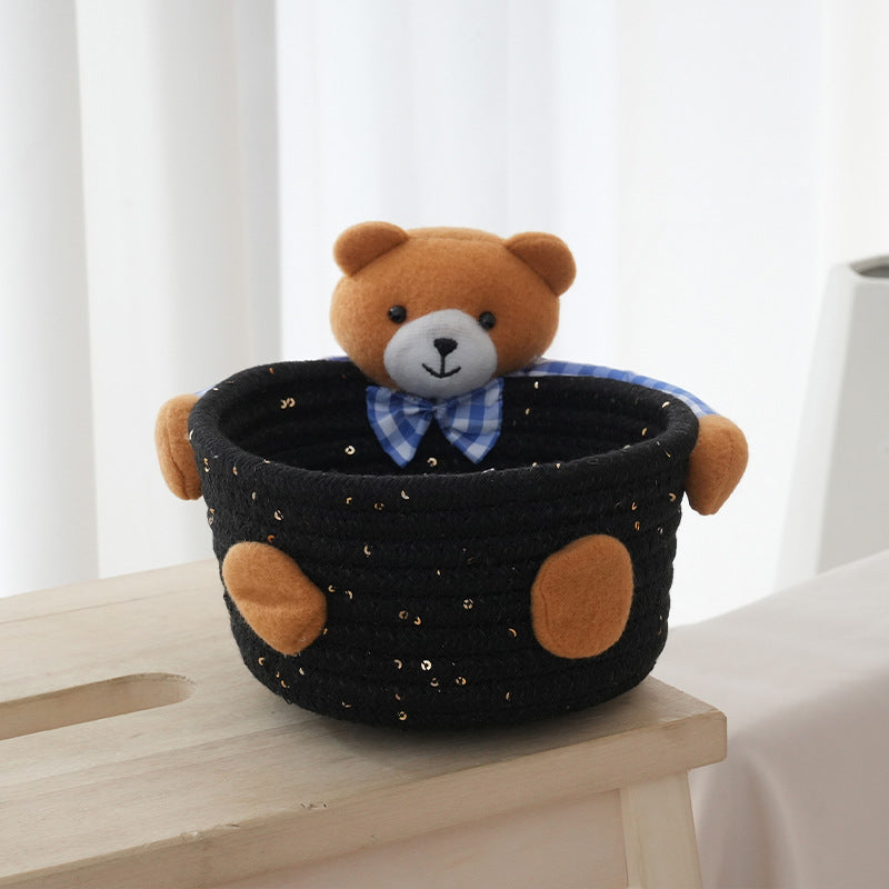 Cozy Storage Basket with Bear Motif | High & Bury