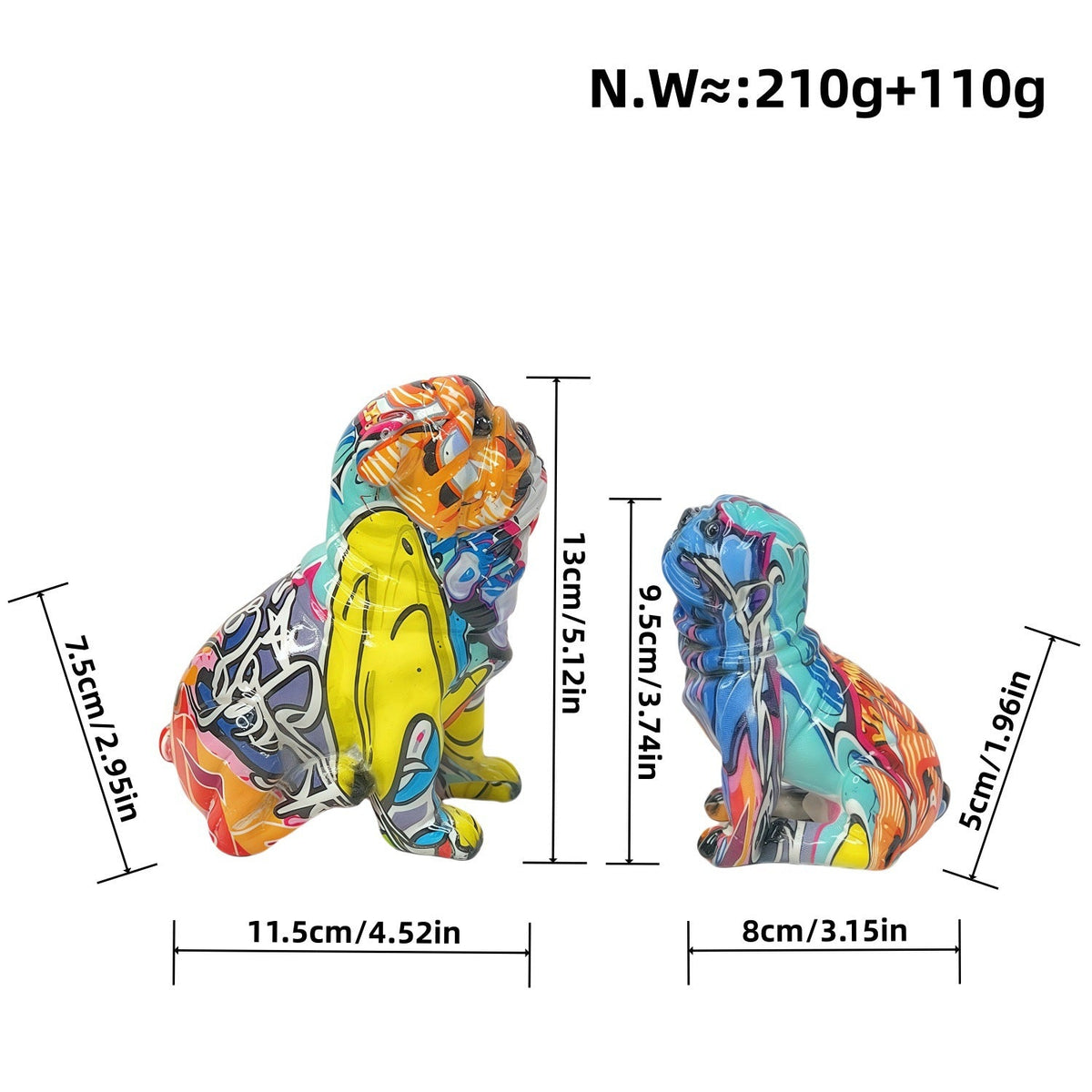 Creative Bulldog Figure made of Hand-Painted Resin | High & Bury