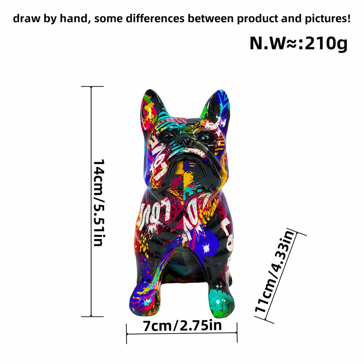 Creative Bulldog Figure made of Hand-Painted Resin | High & Bury