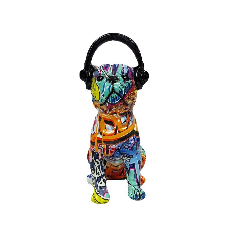 Creative Bulldog Sculpture with Headphones | High & Bury