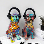 Creative Bulldog Sculpture with Headphones | High & Bury