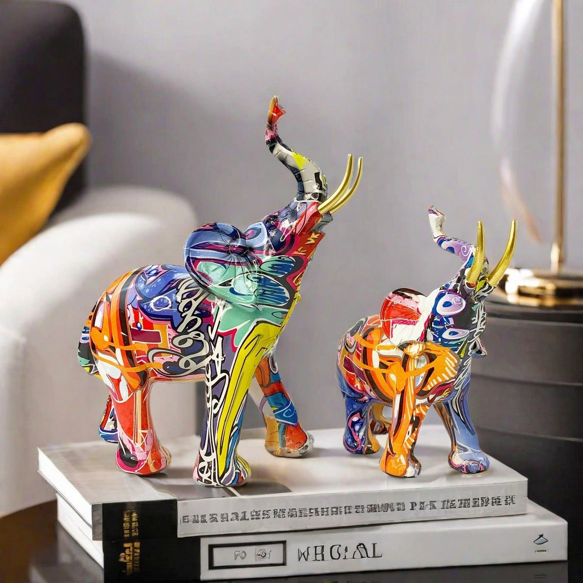 Creative Elephant Figurine with Colorful Design | High & Bury