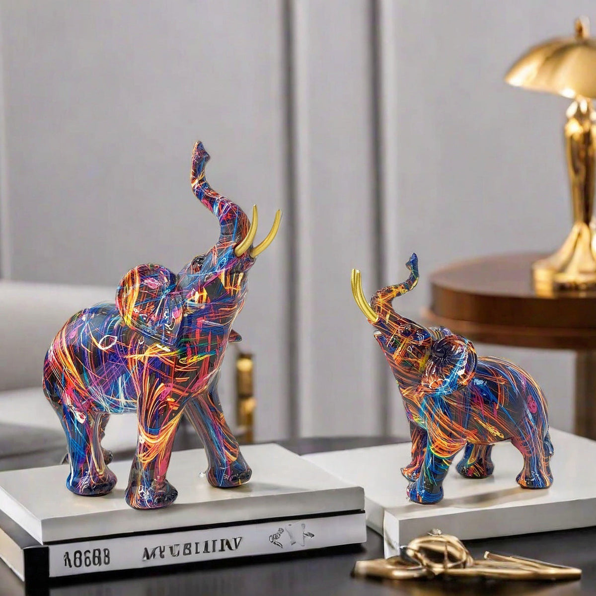 Creative Elephant Figurine with Colorful Design | High & Bury