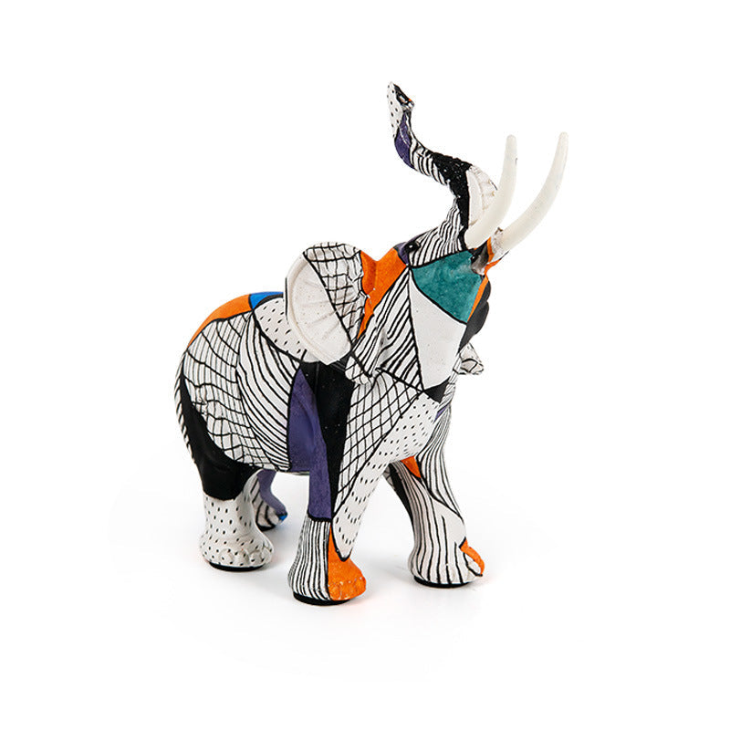 Creative Elephant Figurine with Colorful Design | High & Bury