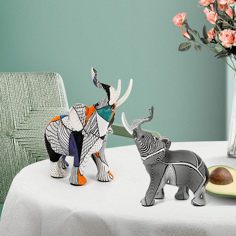 Creative Elephant Figurine with Colorful Design | High & Bury