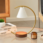 Crescent Arc Table Lamp with Leather Base | High & Bury
