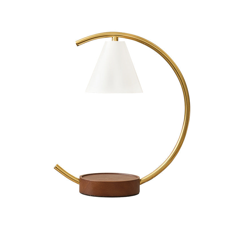 Crescent Arc Table Lamp with Leather Base | High & Bury