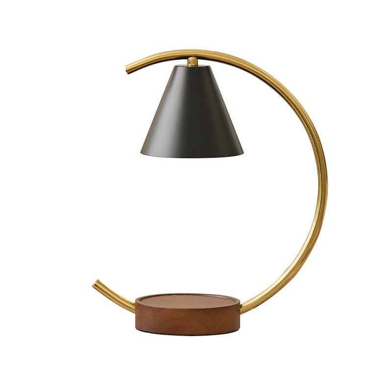 Crescent Arc Table Lamp with Leather Base | High & Bury