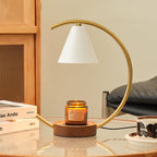 Crescent Arc Table Lamp with Leather Base | High & Bury