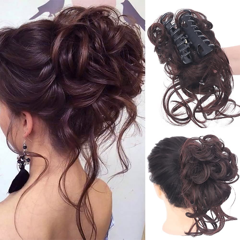 Curly Bun Hair Scrunchie for Messy Buns and Updos, 25 cm × 15 cm, view 2