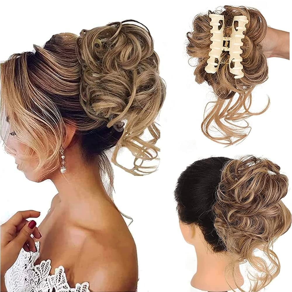 Curly Bun Hair Scrunchie for Messy Buns and Updos, 25 cm × 15 cm, view 3