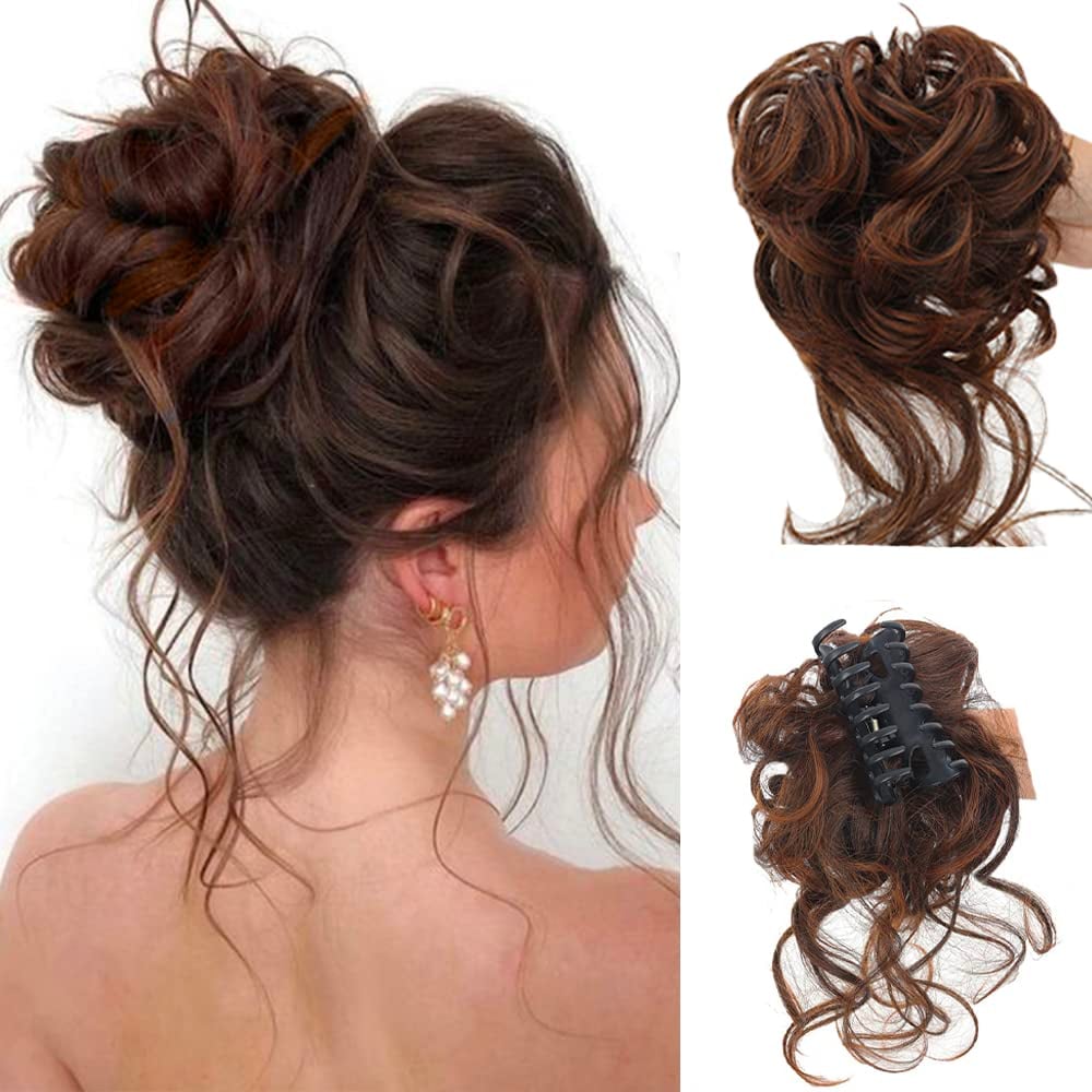 Curly Bun Hair Scrunchie for Messy Buns and Updos, 25 cm × 15 cm, view 5