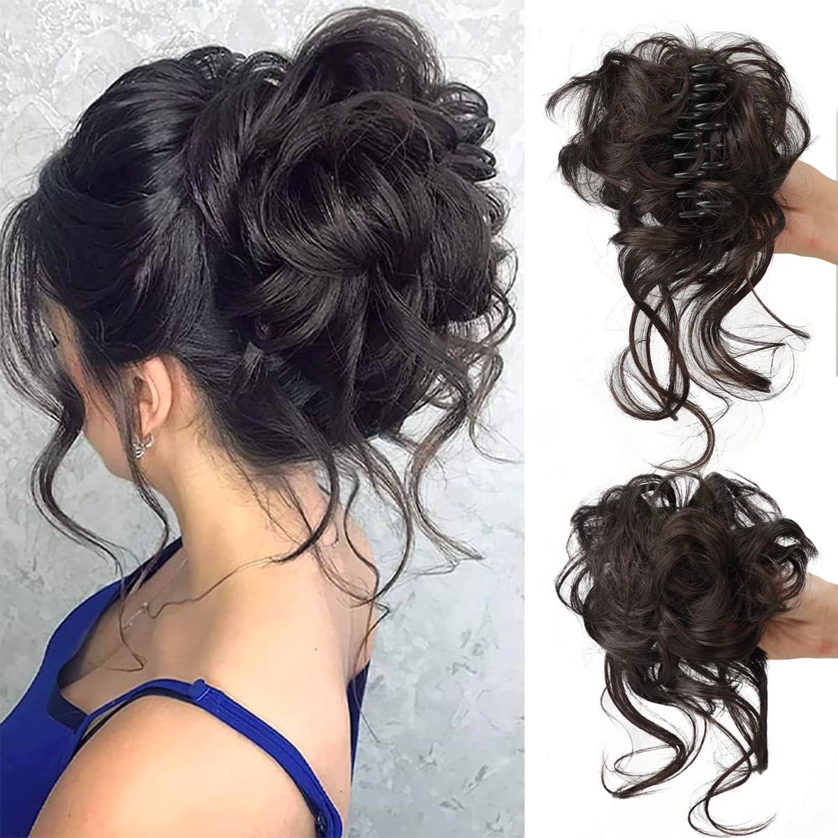 Curly Bun Hair Scrunchie for Messy Buns and Updos, 25 cm × 15 cm, view 7