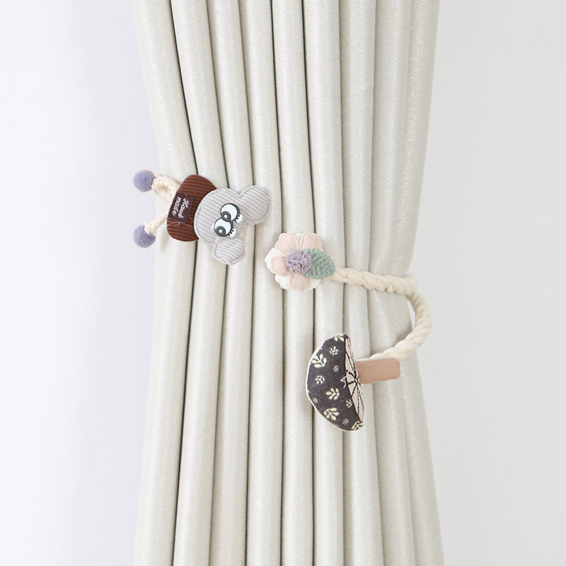 Curtain Holder Mouse Gray Mushroom Chestnut Brown | High & Bury