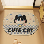 Cute Cartoon Cat-Themed Plush Bath Mat | High & Bury