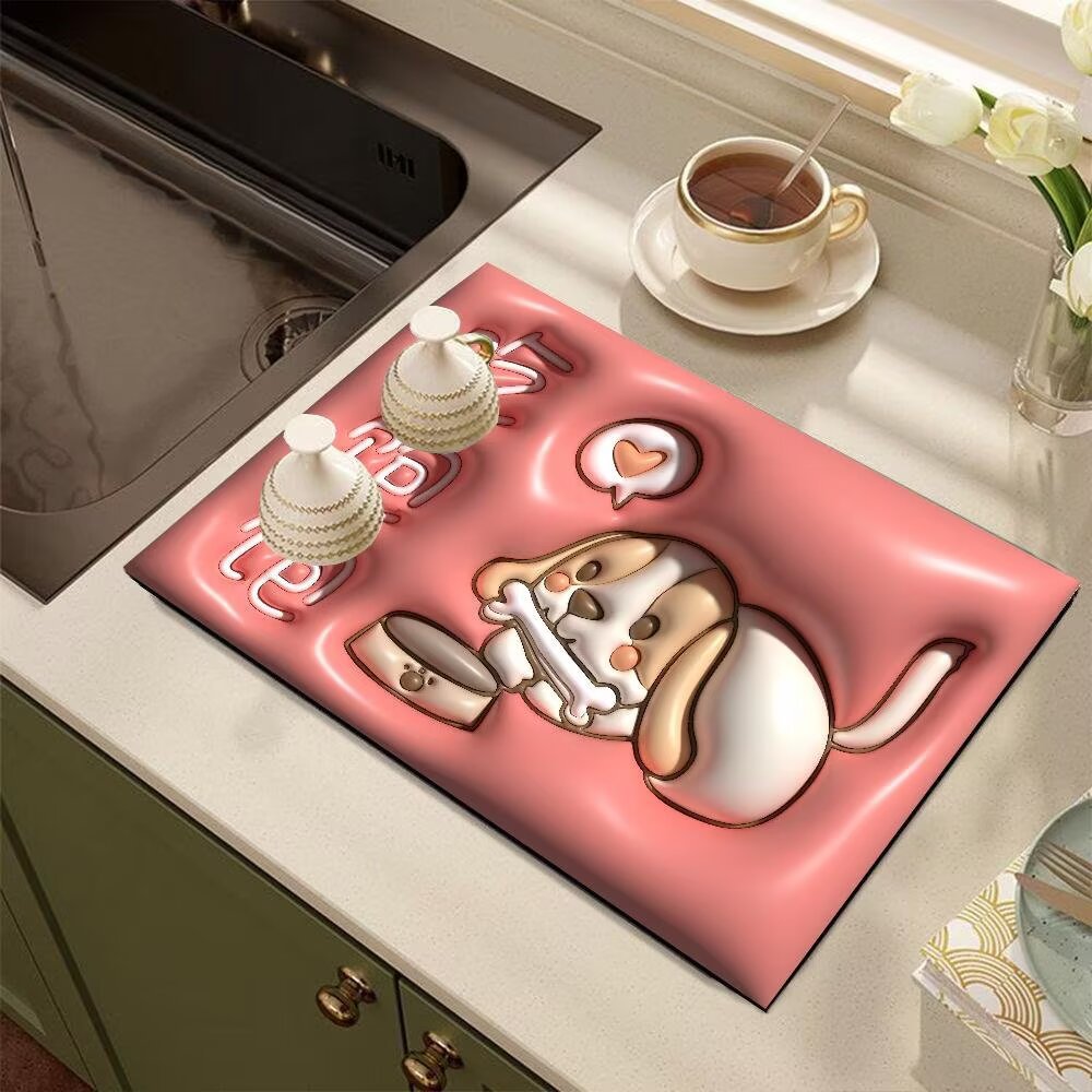 Cute Cartoon Dog-Themed Kitchen Mat | High & Bury
