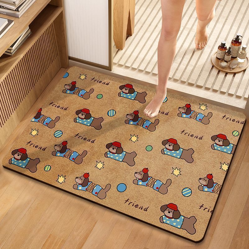 Cute Cartoon Dog-Themed Plush Bath Mat | High & Bury