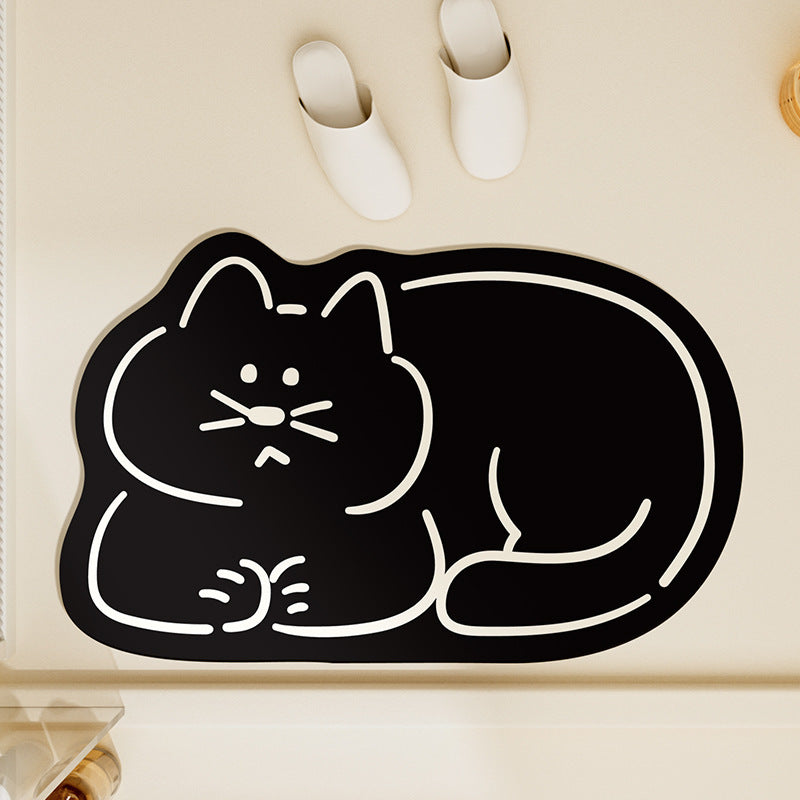 Cute Cat-Shaped Plush Bath Rug | High & Bury