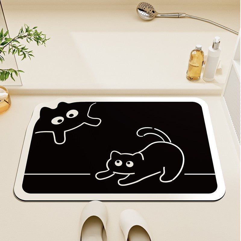 Cute Cat-Shaped Plush Bath Rug | High & Bury