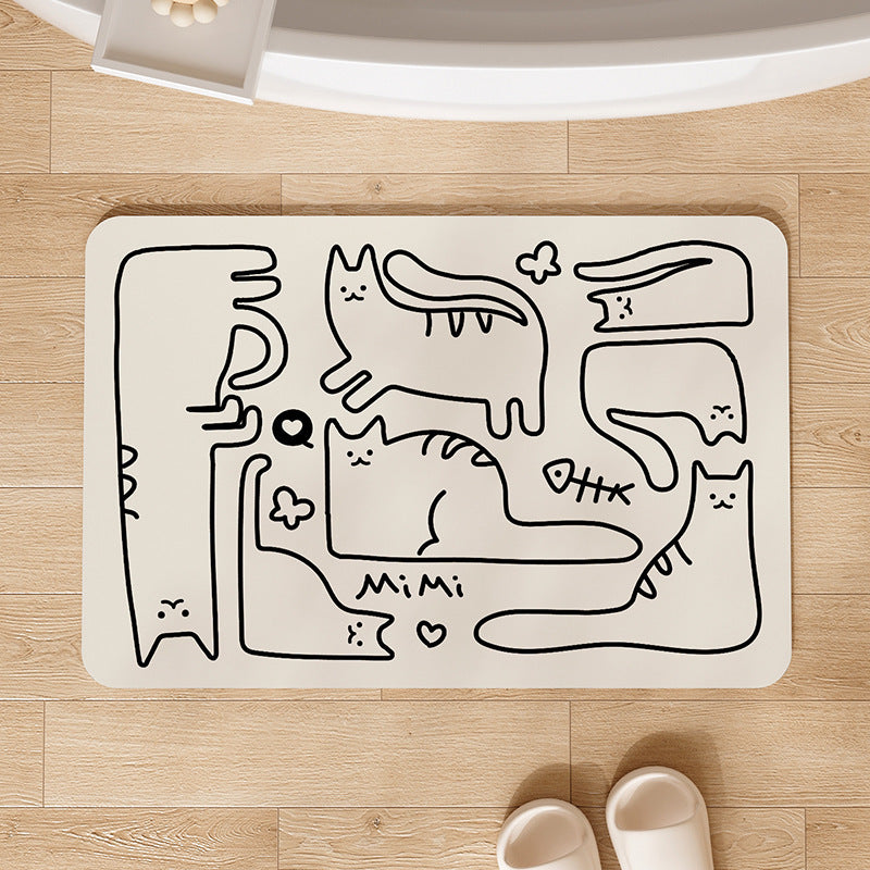 Cute Cat-Shaped Plush Bath Rug | High & Bury