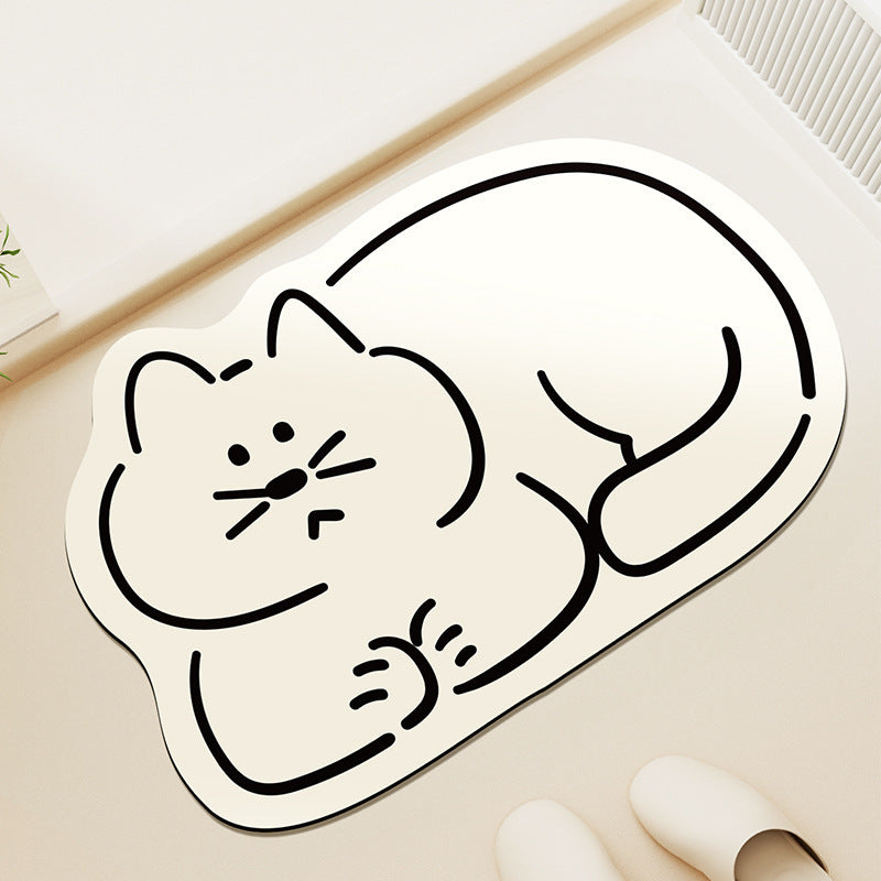 Cute Cat-Shaped Plush Bath Rug | High & Bury