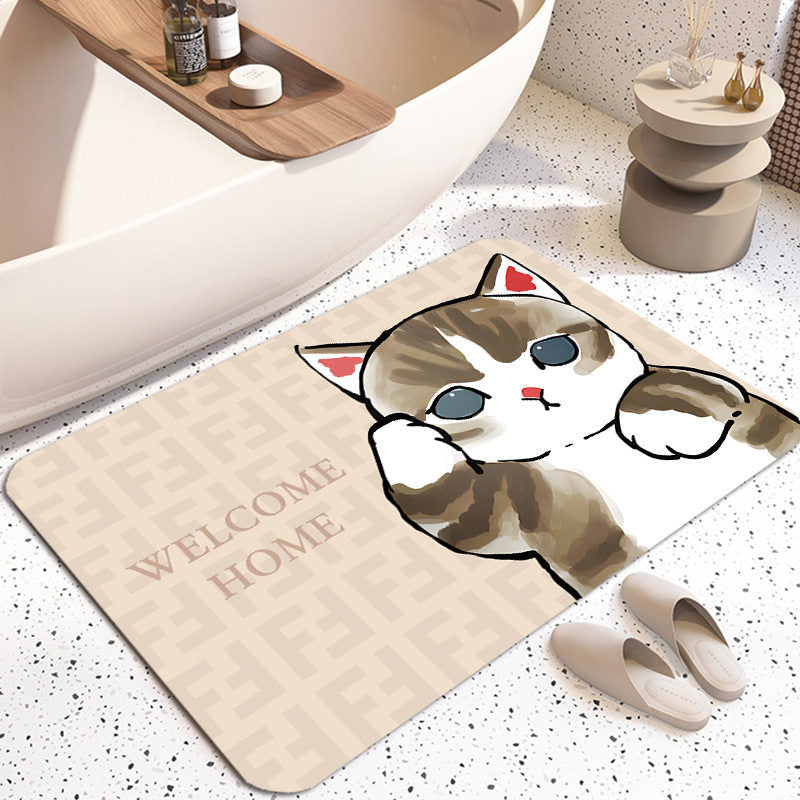 Cute Cat-Themed Plush Bath Mat | High & Bury