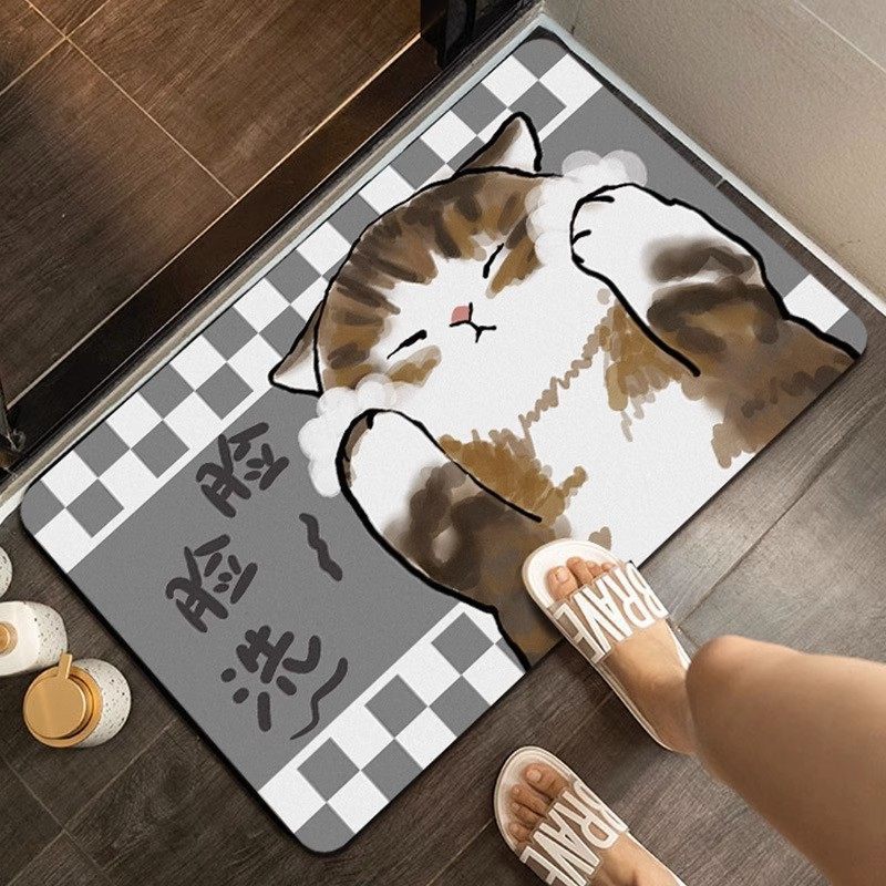 Cute Cat-Themed Plush Bath Mat | High & Bury