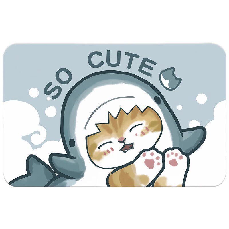 Cute Cat-Themed Plush Bath Mat | High & Bury