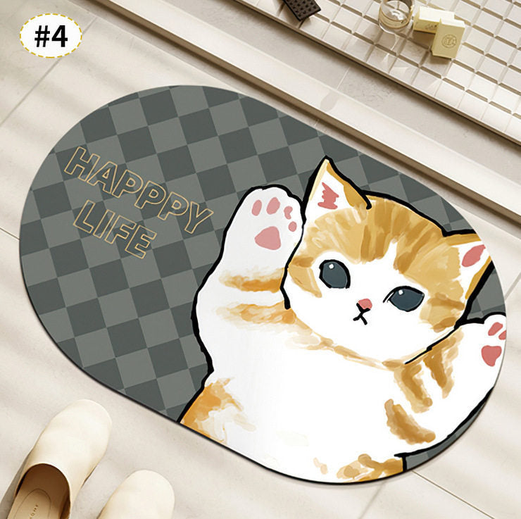 Cute Cat-Themed Plush Bath Mat | High & Bury