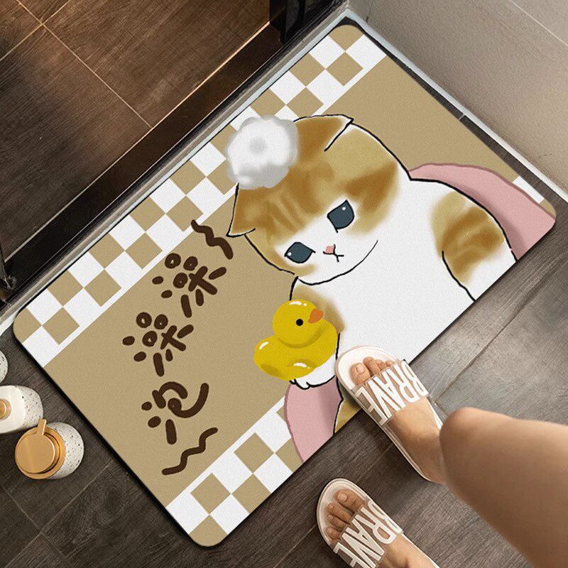 Cute Cat-Themed Plush Bath Mat | High & Bury