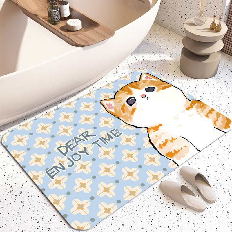 Cute Cat-Themed Plush Bath Mat | High & Bury