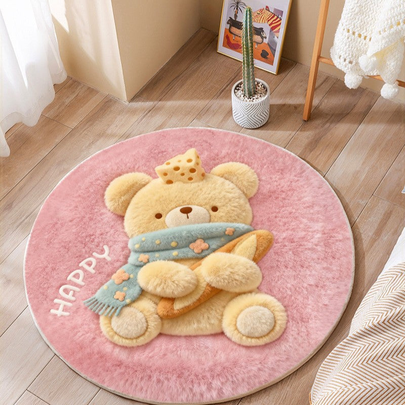 Cute Cat-Themed Plush Round Mat | High & Bury