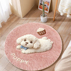 Cute Cat-Themed Plush Round Mat | High & Bury