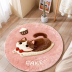 Cute Cat-Themed Plush Round Mat | High & Bury