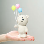 Cute Ceramic Bear Figurine with Balloons | High & Bury