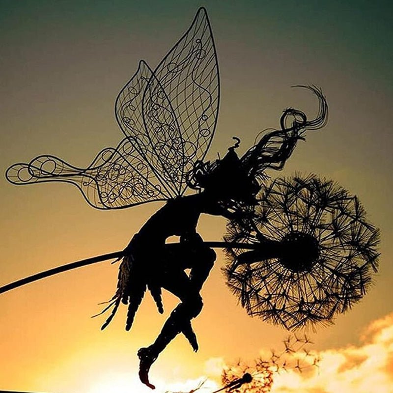 Dancing Fairy Garden Statue with Metal Branches and Polyethylene Figures, view 2