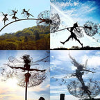 Dancing Fairy Garden Statue with Metal Branches and Polyethylene Figures, view 3