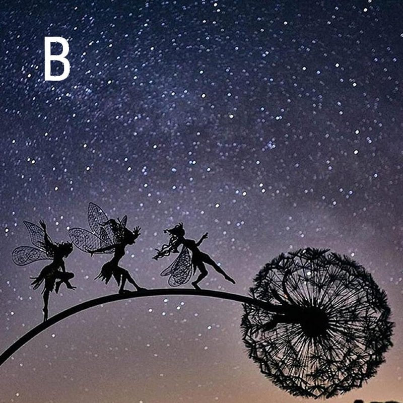 Dancing Fairy Garden Statue with Metal Branches and Polyethylene Figures, view 7