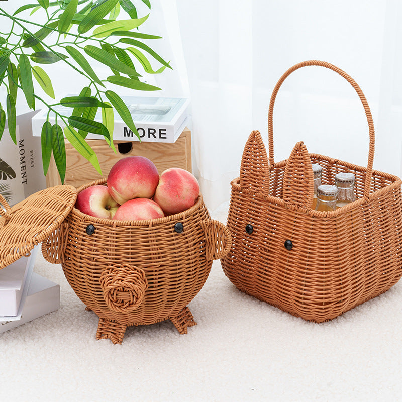 Decorative Animal-Shaped Woven Storage Basket | High & Bury
