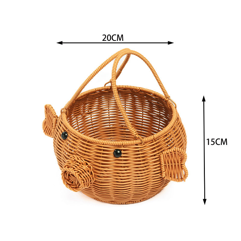 Decorative Animal-Shaped Woven Storage Basket | High & Bury