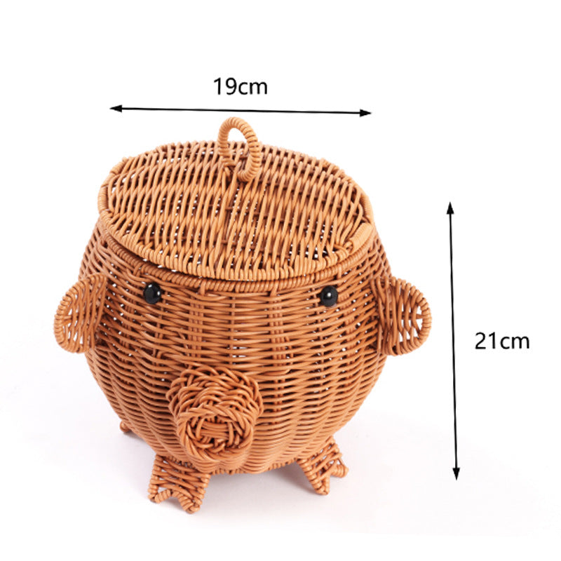 Decorative Animal-Shaped Woven Storage Basket | High & Bury