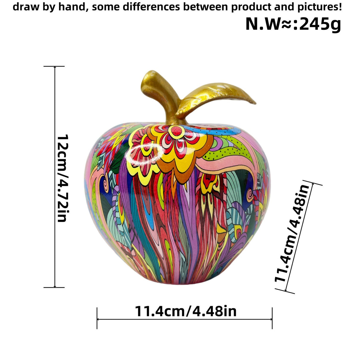Decorative Apple Figure with Artistic Design | High & Bury